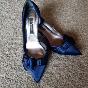 Royle blue silk heels